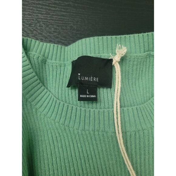 NWT ANTHROPOLOGIE Lumiere Ribbed Puff Short Sleeve Knit June Top Size L Boho - Picture 4 of 6